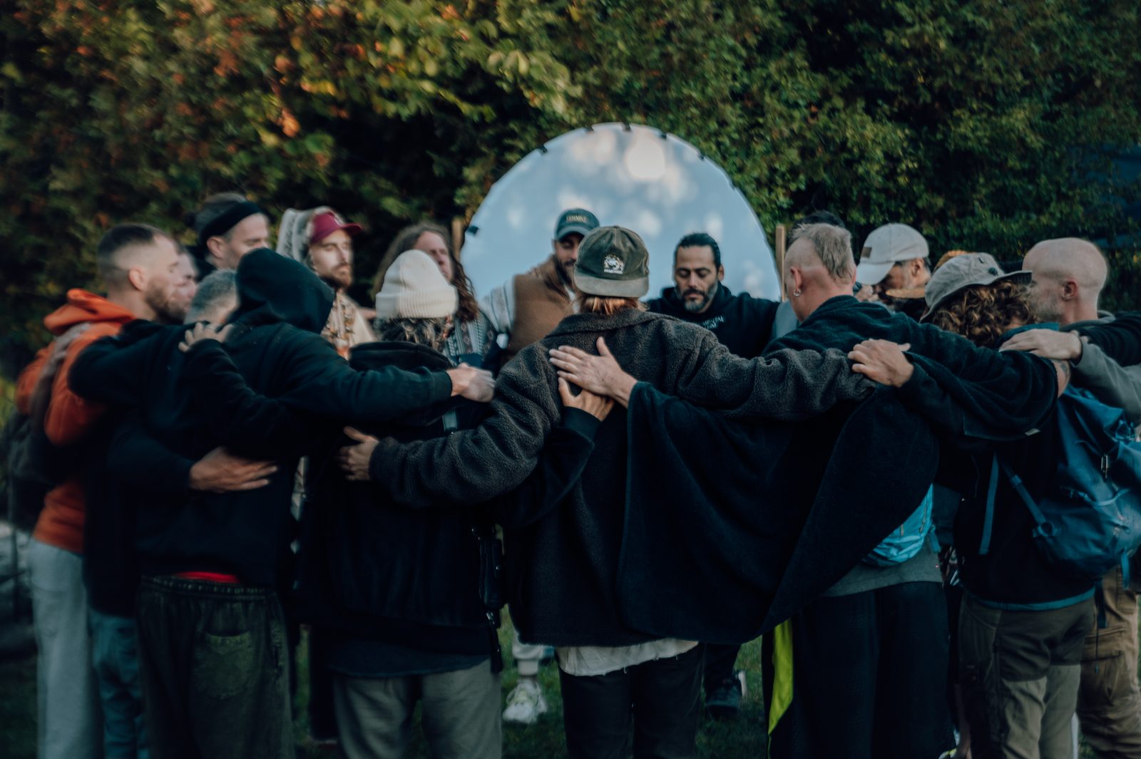 Brothers in a huddle at ManCamp